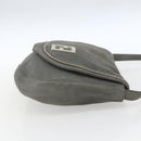 FENDI Shoulder Bag Suede Gray Gold Auth ka1367-5