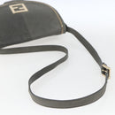 FENDI Shoulder Bag Suede Gray Gold Auth ka1367-7