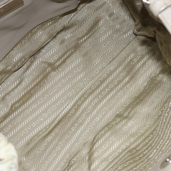 PRADA Hand Bag Nylon 2way Beige Silver Auth ka1368