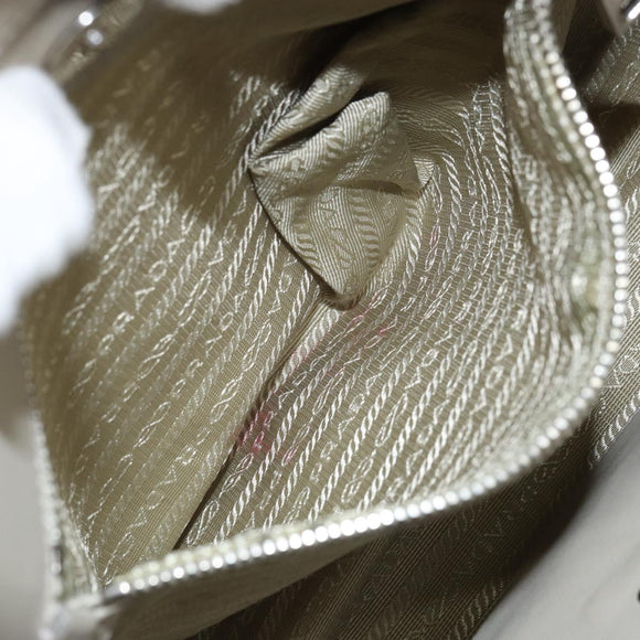 PRADA Hand Bag Nylon 2way Beige Silver Auth ka1368
