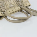 PRADA Hand Bag Nylon 2way Beige Silver Auth ka1368-7