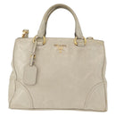 PRADA Hand Bag Leather 2way Beige Gold Auth ka1369-13