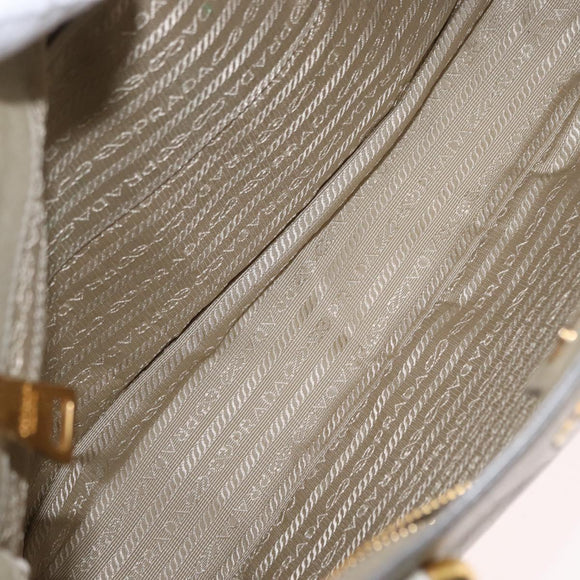 PRADA Hand Bag Leather 2way Beige Gold Auth ka1369