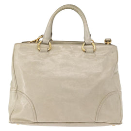 PRADA Hand Bag Leather 2way Beige Gold Auth ka1369 - 0