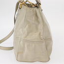 PRADA Hand Bag Leather 2way Beige Gold Auth ka1369-3