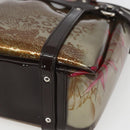 Salvatore Ferragamo Animal Pattern Hand Bag Vinyl Brown Gold Silver Auth ka1371-15