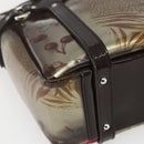 Salvatore Ferragamo Animal Pattern Hand Bag Vinyl Brown Gold Silver Auth ka1371-16