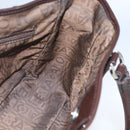 Salvatore Ferragamo Animal Pattern Hand Bag Vinyl Brown Gold Silver Auth ka1371-19