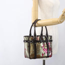 Salvatore Ferragamo Animal Pattern Hand Bag Vinyl Brown Gold Silver Auth ka1371-22