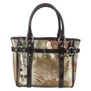 Salvatore Ferragamo Animal Pattern Hand Bag Vinyl Brown Gold Silver Auth ka1371-2