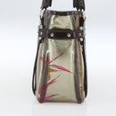 Salvatore Ferragamo Animal Pattern Hand Bag Vinyl Brown Gold Silver Auth ka1371-3