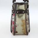 Salvatore Ferragamo Animal Pattern Hand Bag Vinyl Brown Gold Silver Auth ka1371-4