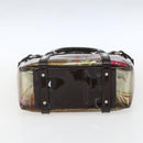 Salvatore Ferragamo Animal Pattern Hand Bag Vinyl Brown Gold Silver Auth ka1371-5