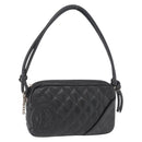 CHANEL Cambon Line Shoulder Bag Leather Black Silver CC Auth ka1373-1