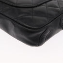 CHANEL Cambon Line Shoulder Bag Leather Black Silver CC Auth ka1373-16