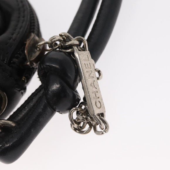 CHANEL Cambon Line Shoulder Bag Leather Black Silver CC Auth ka1373