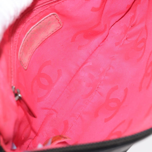 CHANEL Cambon Line Shoulder Bag Leather Black Silver CC Auth ka1373