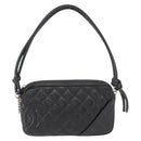 CHANEL Cambon Line Shoulder Bag Leather Black Silver CC Auth ka1373-13