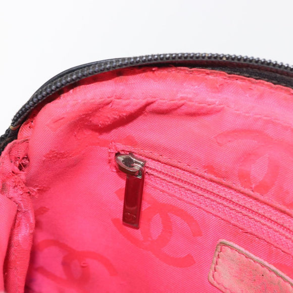 CHANEL Cambon Line Shoulder Bag Leather Black Silver CC Auth ka1373