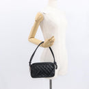 CHANEL Cambon Line Shoulder Bag Leather Black Silver CC Auth ka1373-23