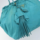 PRADA Hand Bag Nylon Light Blue Gold Auth ka1374-10