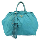 PRADA Hand Bag Nylon Light Blue Gold Auth ka1374-13