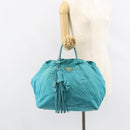 PRADA Hand Bag Nylon Light Blue Gold Auth ka1374-23