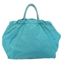 PRADA Hand Bag Nylon Light Blue Gold Auth ka1374-2