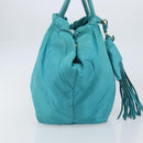PRADA Hand Bag Nylon Light Blue Gold Auth ka1374-4