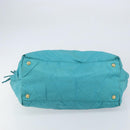 PRADA Hand Bag Nylon Light Blue Gold Auth ka1374-5