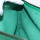 GUCCI Web Sherry Line Clutch Bag Leather Green Gold 500981 Auth ka1375-15