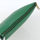 GUCCI Web Sherry Line Clutch Bag Leather Green Gold 500981 Auth ka1375-6