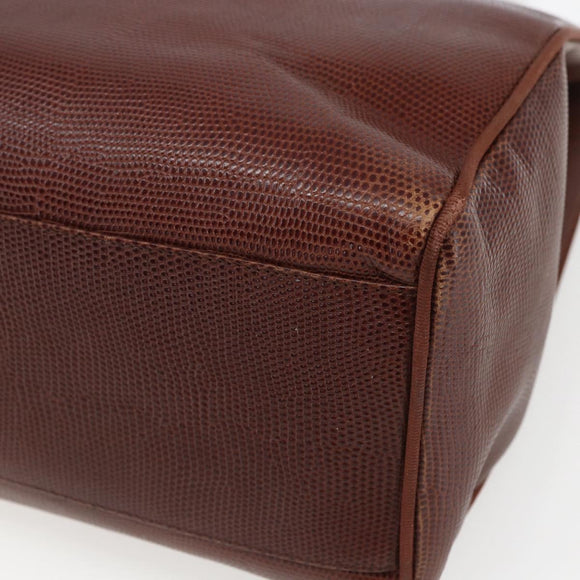 Salvatore Ferragamo Vala Shoulder Bag Leather Brown Gold Auth ka1378