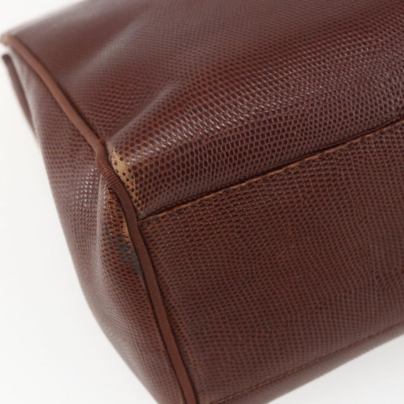 Salvatore Ferragamo Vala Shoulder Bag Leather Brown Gold Auth ka1378