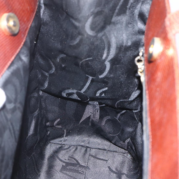 Salvatore Ferragamo Vala Shoulder Bag Leather Brown Gold Auth ka1378