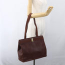 Salvatore Ferragamo Vala Shoulder Bag Leather Brown Gold Auth ka1378-21