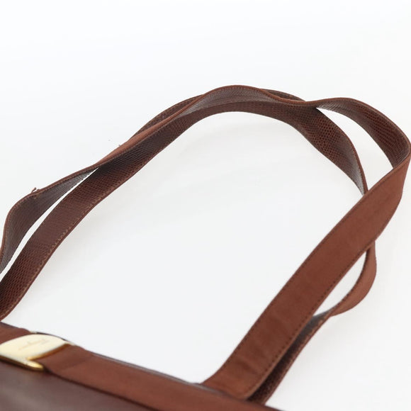 Salvatore Ferragamo Vala Shoulder Bag Leather Brown Gold Auth ka1378