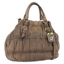 PRADA Hand Bag Leather 2way Beige Gold Auth ka1381-1