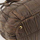 PRADA Hand Bag Leather 2way Beige Gold Auth ka1381-16