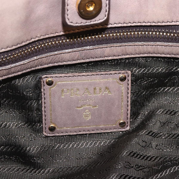 PRADA Hand Bag Leather 2way Beige Gold Auth ka1381