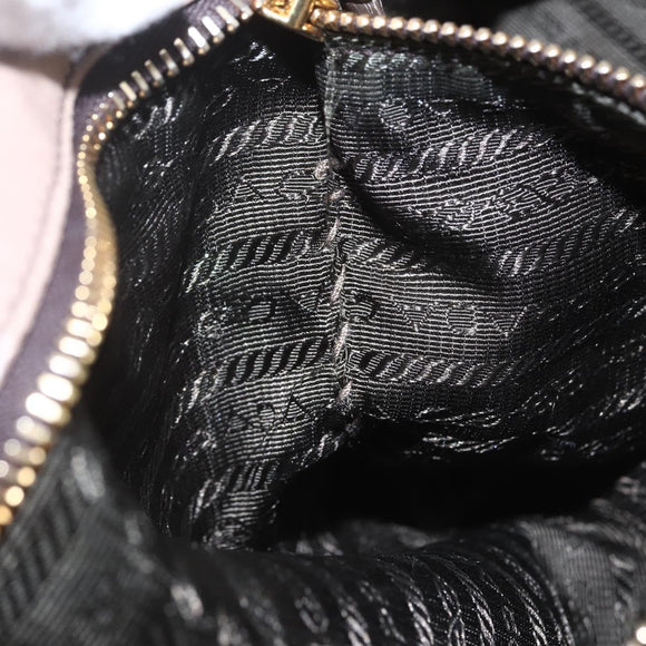 PRADA Hand Bag Leather 2way Beige Gold Auth ka1381