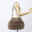 PRADA Hand Bag Leather 2way Beige Gold Auth ka1381-22