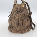 PRADA Hand Bag Leather 2way Beige Gold Auth ka1381-3