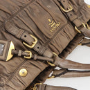 PRADA Hand Bag Leather 2way Beige Gold Auth ka1381-6