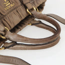 PRADA Hand Bag Leather 2way Beige Gold Auth ka1381-7