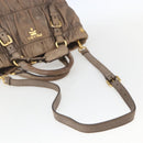 PRADA Hand Bag Leather 2way Beige Gold Auth ka1381-9