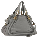 Chloe Paraty Hand Bag Leather 2way Gray Gold Auth ka1384-1
