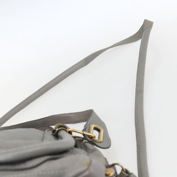Chloe Paraty Hand Bag Leather 2way Gray Gold Auth ka1384