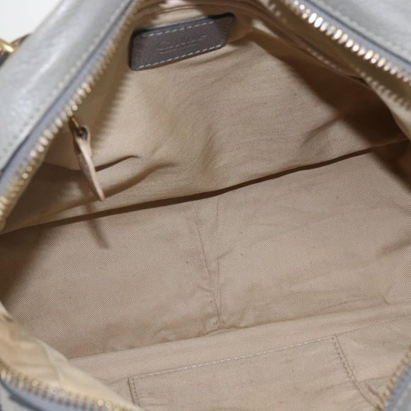 Chloe Paraty Hand Bag Leather 2way Gray Gold Auth ka1384