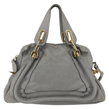 Chloe Paraty Hand Bag Leather 2way Gray Gold Auth ka1384 - 0